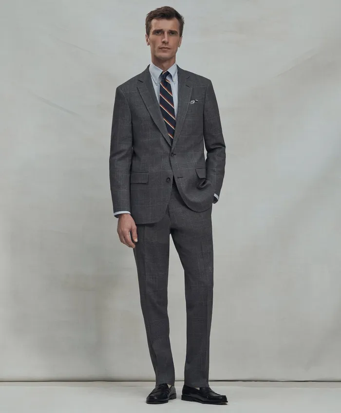 Suits Men Brooks Brothers Brooks Brothers Explorer Collection Classic Fit Wool Plaid Suit Pants Greyblue