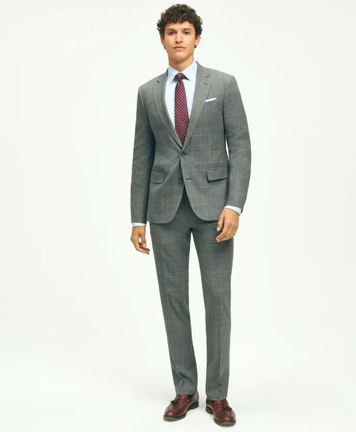 Suits Men Brooks Brothers Brooks Brothers Explorer Collection Classic Fit Wool Plaid Suit Pants Greyblue