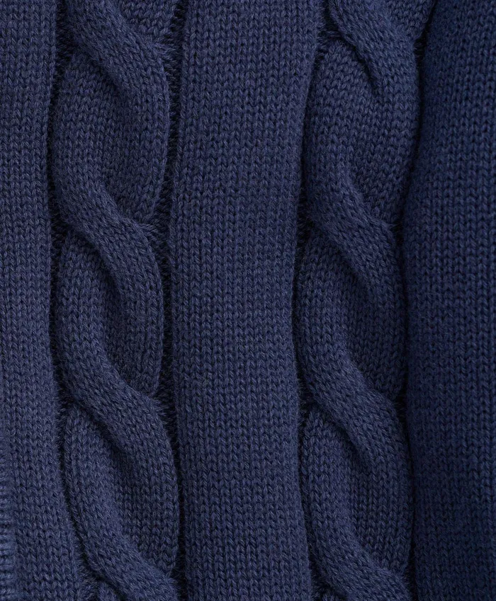Sweaters Kids Brooks Brothers Boys Cotton Cable FrontZip Hoodie Navy