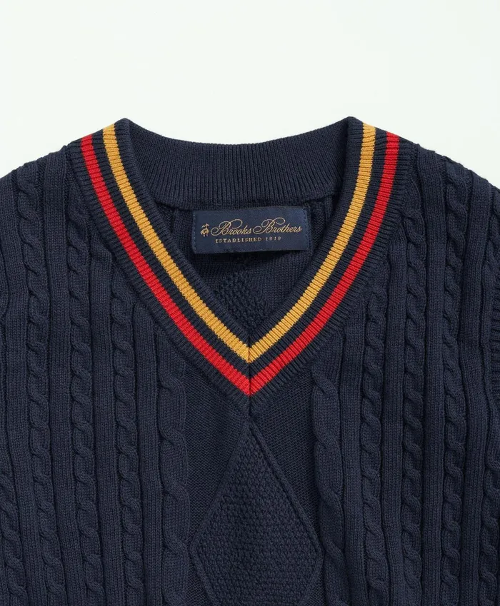 Sweaters Kids Brooks Brothers Boys Cotton Cable Vest Navy