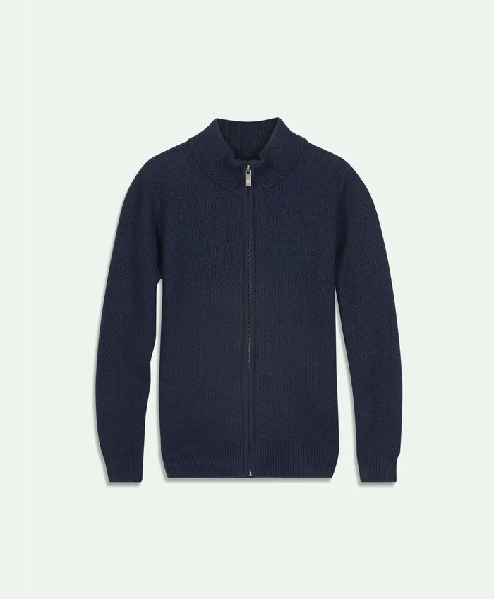 Sweaters Kids Brooks Brothers Boys Cotton FrontZip Cardigan Navy