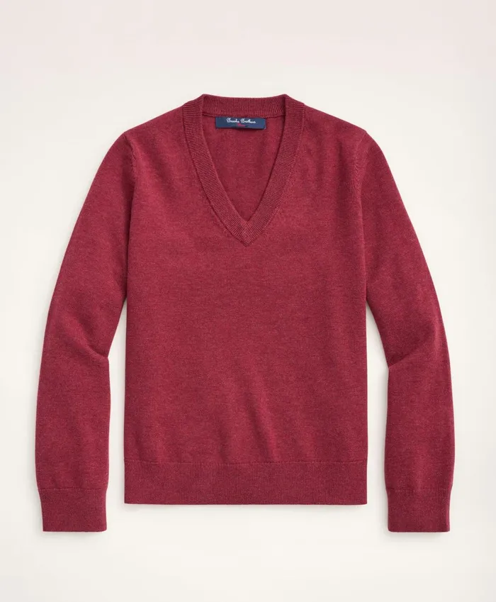 Sweaters Kids Brooks Brothers Boys Cotton VNeck Sweater Burgundy