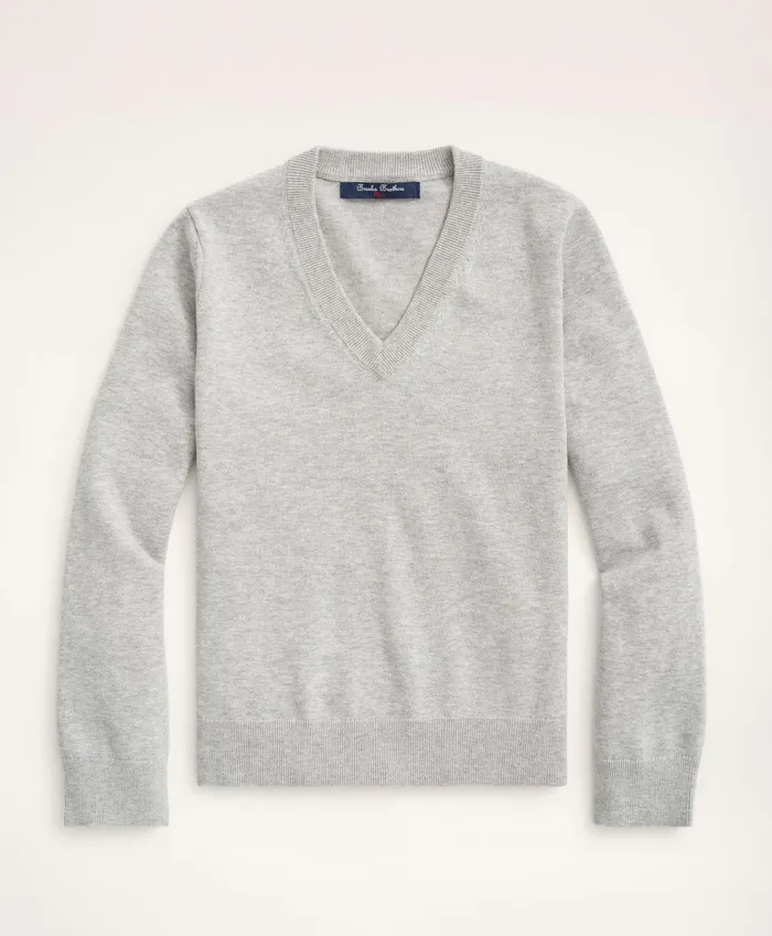 Sweaters Kids Brooks Brothers Boys Cotton VNeck Sweater Grey Heather
