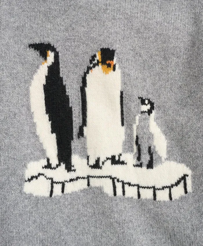Sweaters Kids Brooks Brothers Boys Merino Wool Blend Penguin Intarsia Sweater Grey Multi