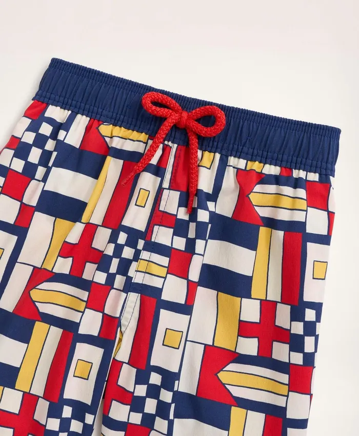 Swim andamp Rashguards Kids Brooks Brothers Boys Brooks Brothers Et Vilebrequin Swim Trunks In The Mixed Signals Print Navy Multi