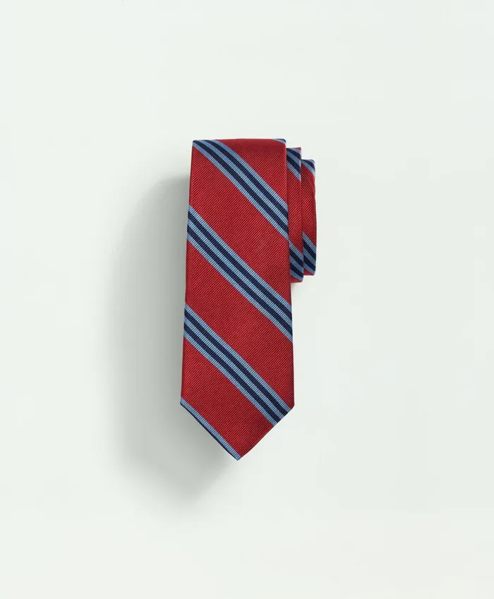 Ties andamp Belts Kids Brooks Brothers Boys Wide Stripe Silk Tie Red Multi
