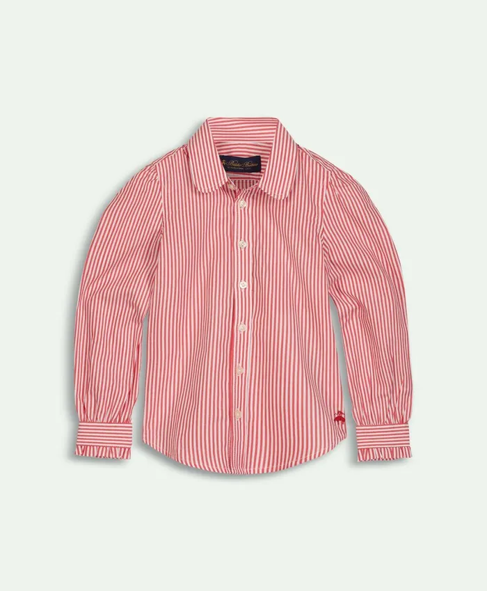 Tops Kids Brooks Brothers Girls Cotton Striped Shirt Red