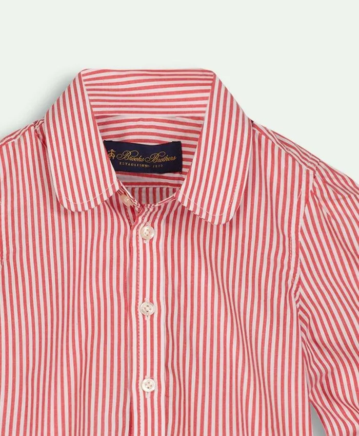 Tops Kids Brooks Brothers Girls Cotton Striped Shirt Red