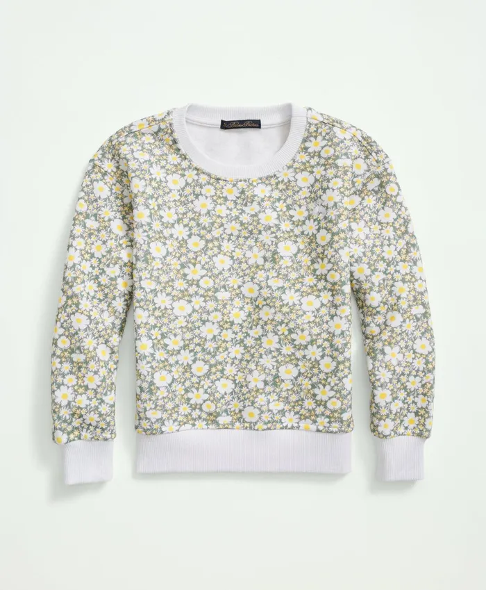 Tops Kids Brooks Brothers Girls Floral Terry Sweatshirt Green