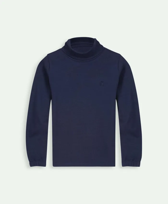 Tops Kids Brooks Brothers Girls Stretch Cotton Turtleneck Navy