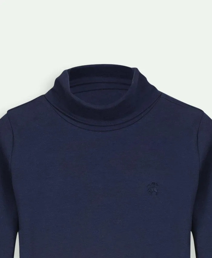 Tops Kids Brooks Brothers Girls Stretch Cotton Turtleneck Navy