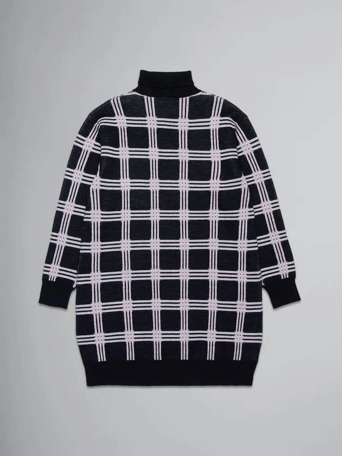 Turtleneck Dress In Checked Knit Kids Marni