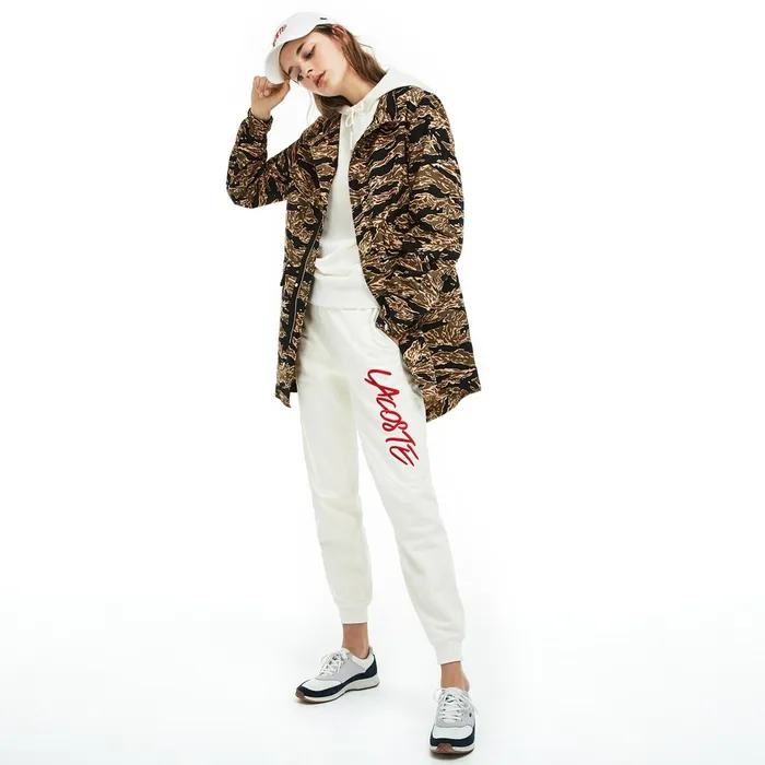 Unisex LIVE Camouflage Parka BlackWhite Mens Lacoste Jackets and Coats On Sale