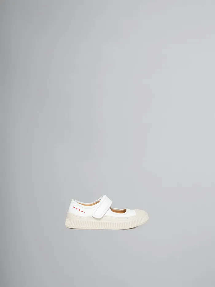 White Leather MaryJane Sneaker Kids Marni