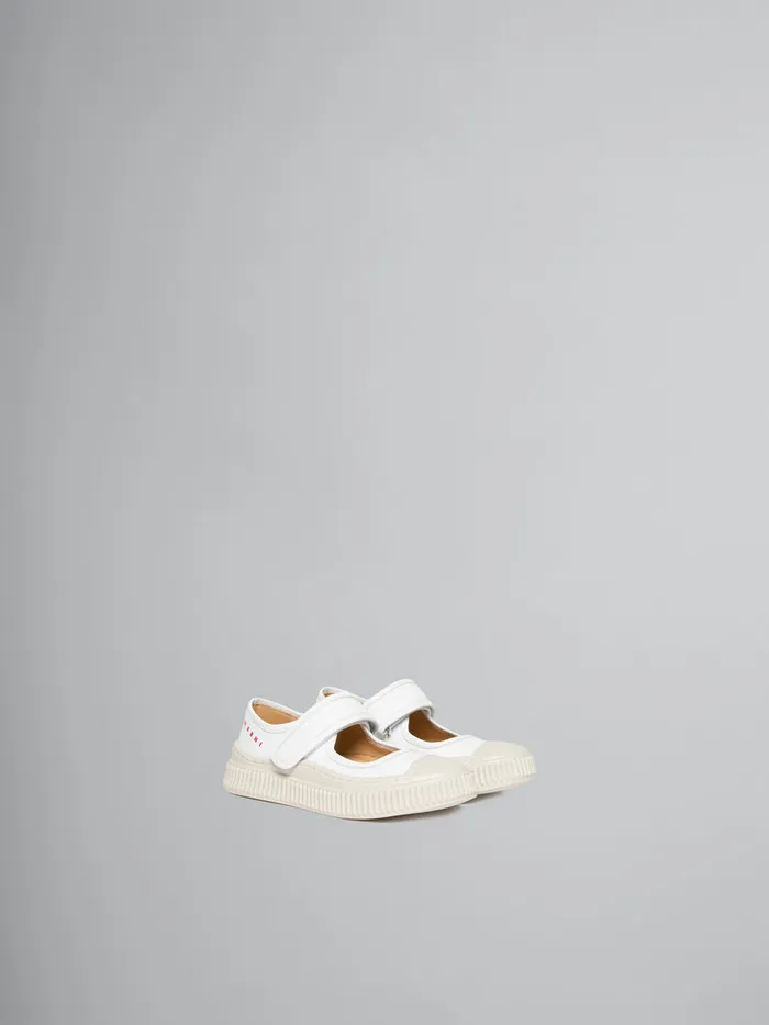 White Leather MaryJane Sneaker Kids Marni