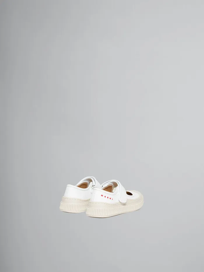 White Leather MaryJane Sneaker Kids Marni