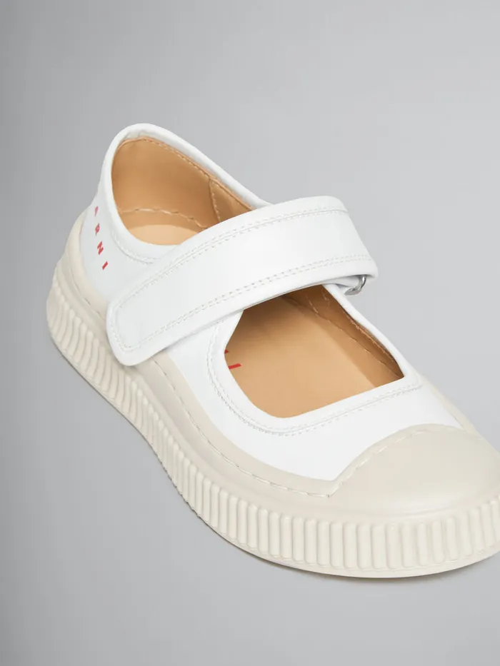White Leather MaryJane Sneaker Kids Marni
