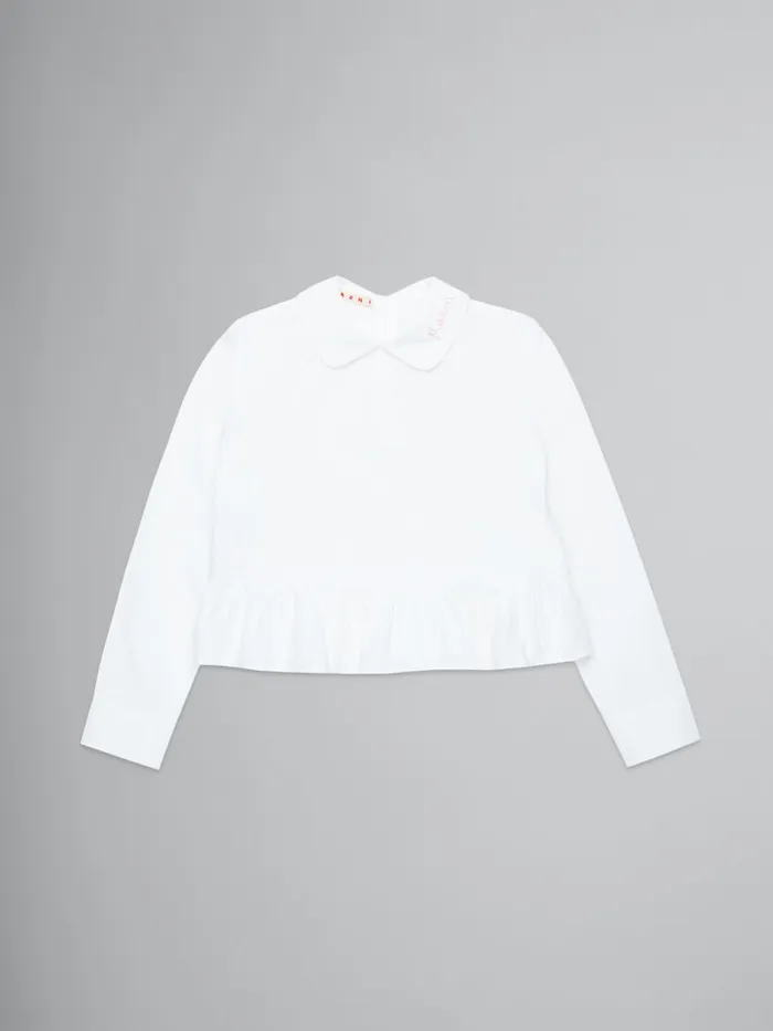 White Poplin Shirt With Logo On Collar Kids Marni