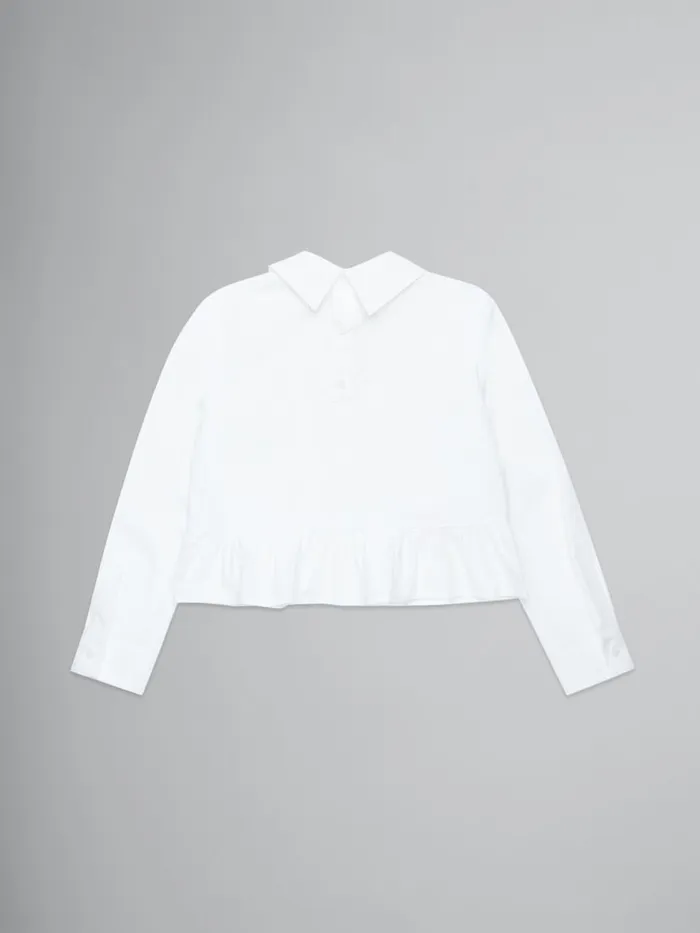White Poplin Shirt With Logo On Collar Kids Marni