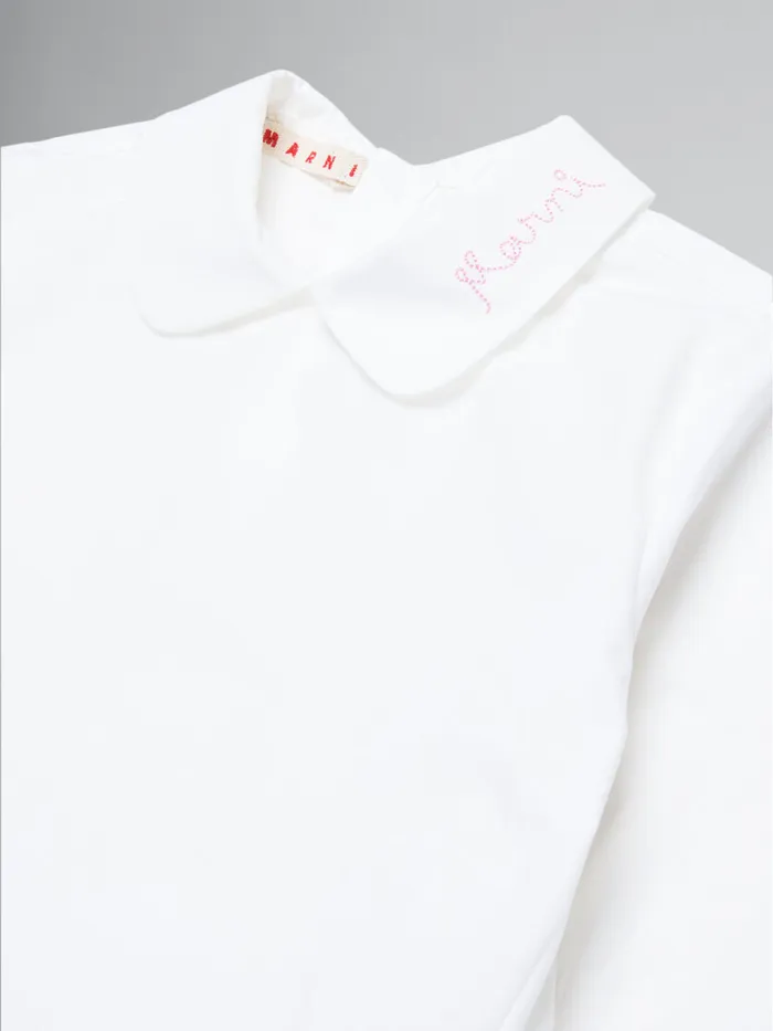 White Poplin Shirt With Logo On Collar Kids Marni
