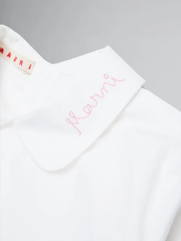 White Poplin Shirt With Logo On Collar Kids Marni