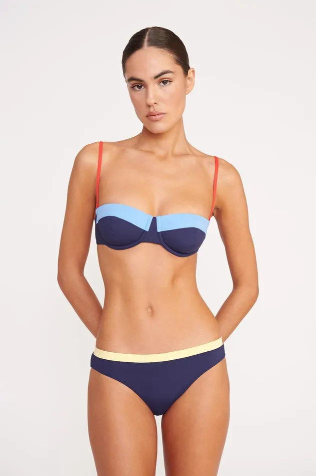 Women Bikinis STAUD STAUD JO BALCONETTE BIKINI TOP NAVY COLORBLOCK