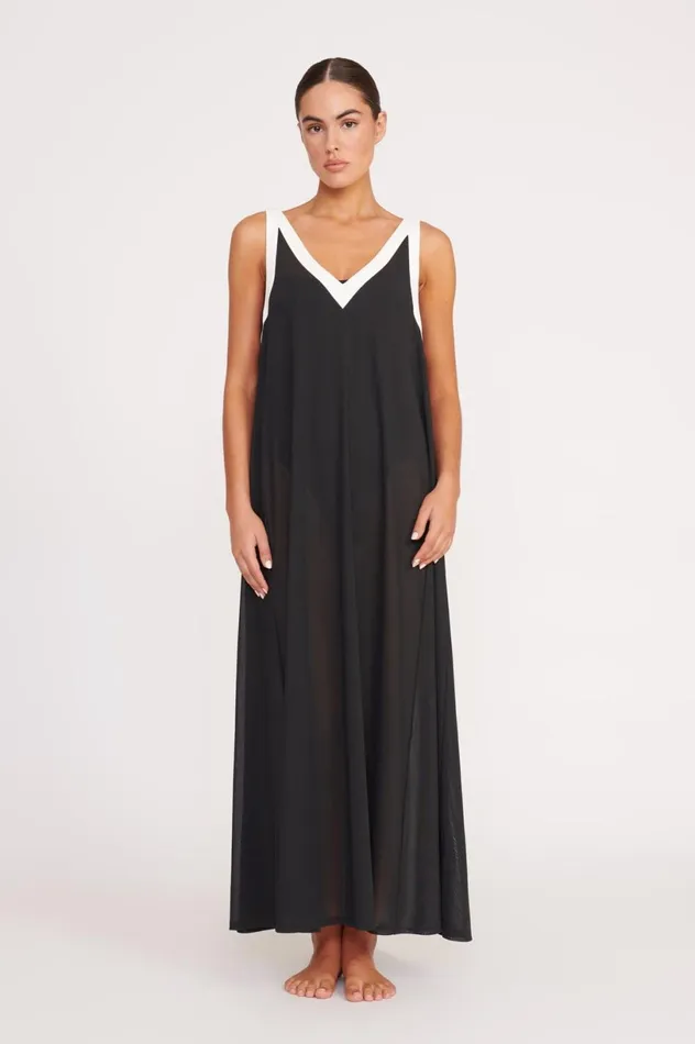 Women CoverUps STAUD STAUD AVELINE DRESS BLACK WHITE