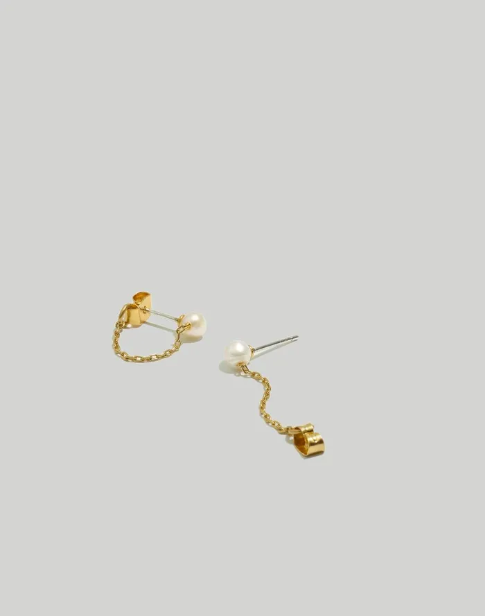 Women Jewelry Madewell Freshwater Pearl Chain Stud Earrings