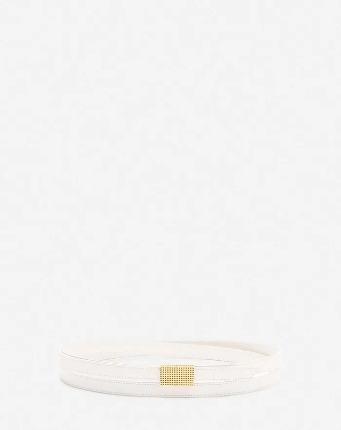Women Lanvin Concerto Double Concerto Leather Belt Latte