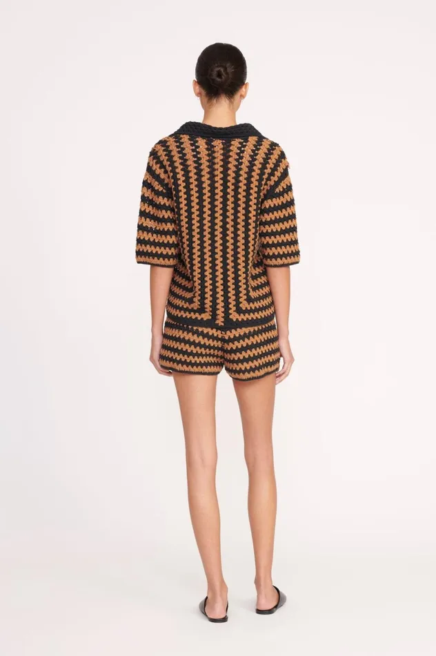 Women Pants and Shorts STAUD STAUD SAMARA SHORT BLACK TAN SEASHORE STRIPE Women Pants and Shorts STAUD STAUD SAMARA SHORT BLACK TAN SEASHORE STRIPE
