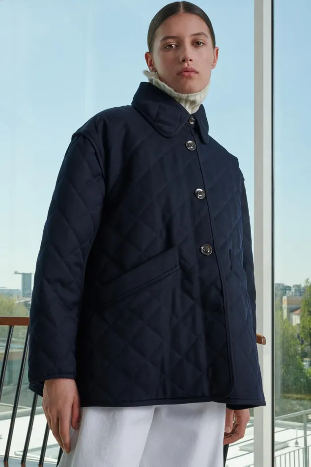 Women RIGA COAT Navy Soeur Jackets and Coats