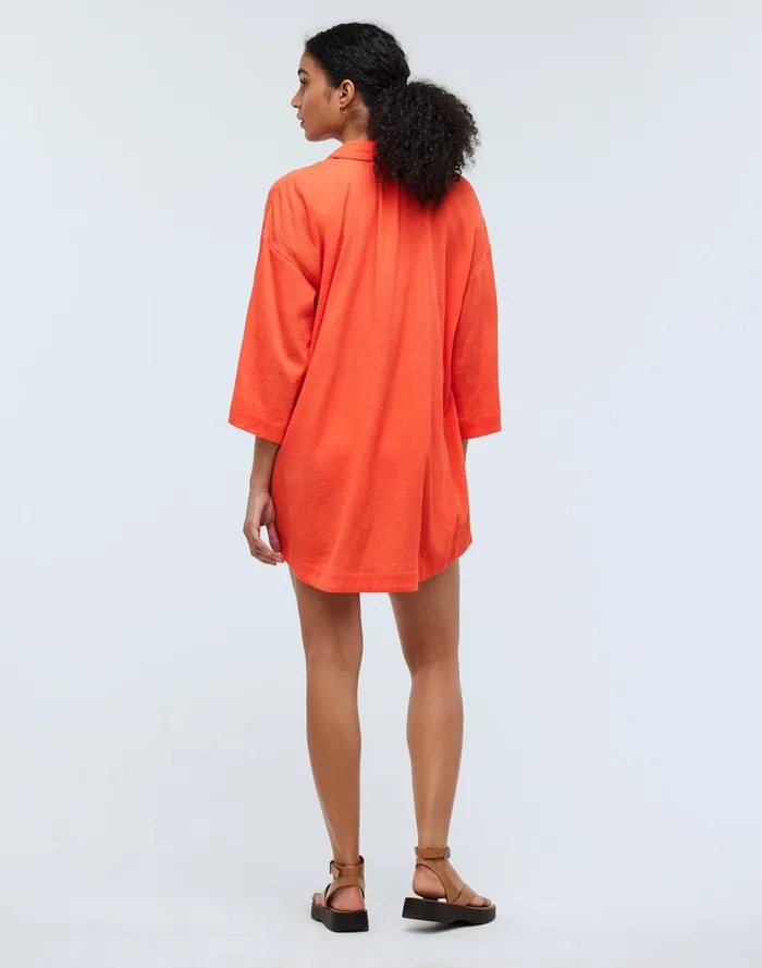 Women Swim Madewell Crinkle Cotton CoverUp Mini Shirtdress