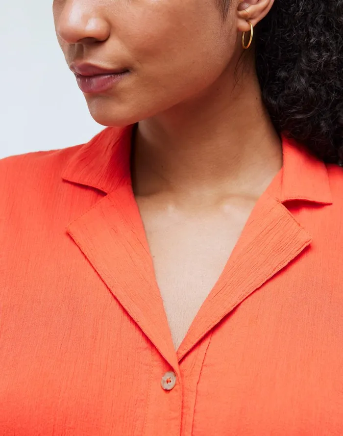 Women Swim Madewell Crinkle Cotton CoverUp Mini Shirtdress