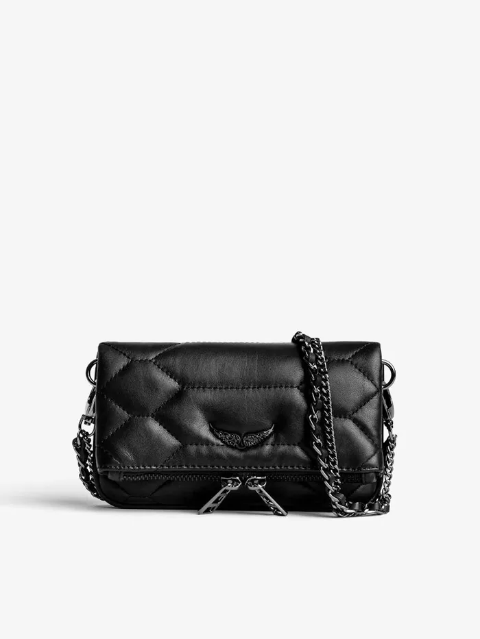 Women Zadig and Voltaire Clutches Rock Nano Quilted Leather Clutch Black