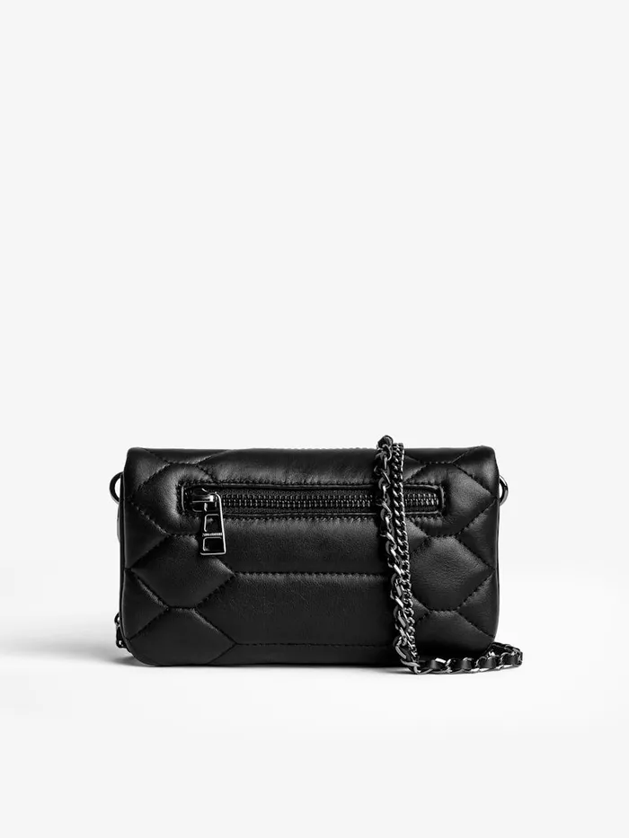 Women Zadig and Voltaire Clutches Rock Nano Quilted Leather Clutch Black