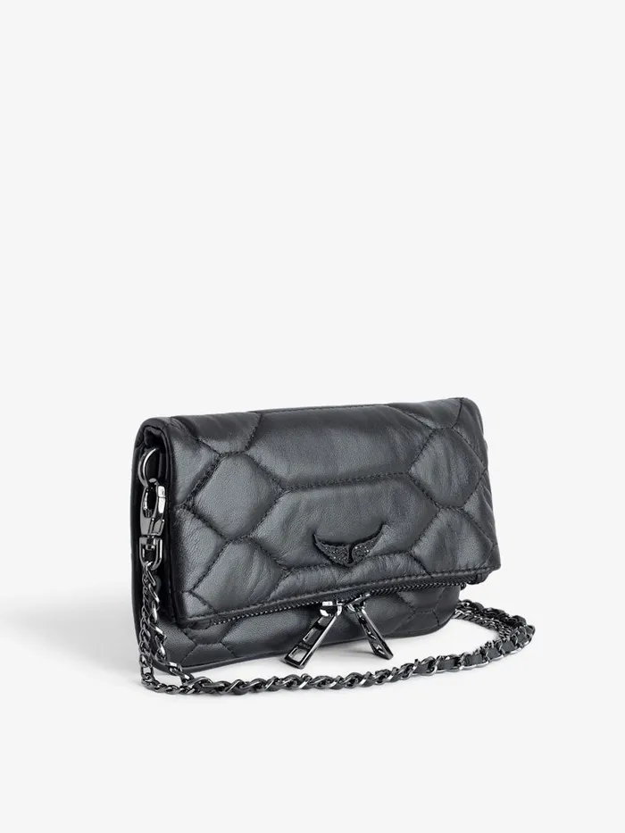 Women Zadig and Voltaire Clutches Rock Nano Quilted Leather Clutch Black