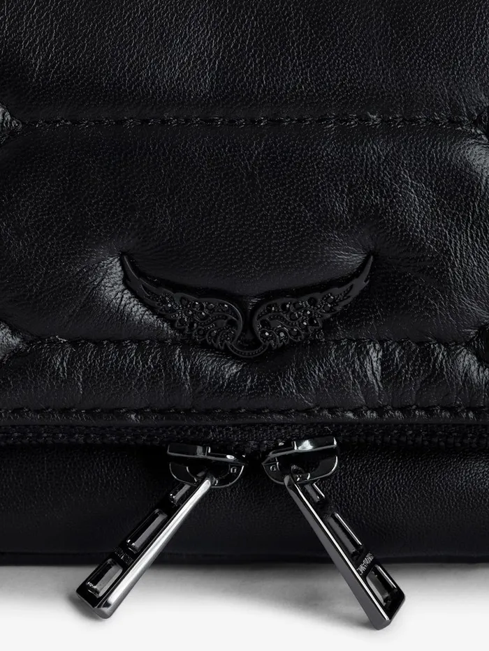 Women Zadig and Voltaire Clutches Rock Nano Quilted Leather Clutch Black