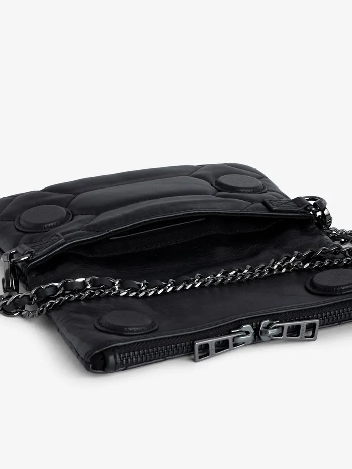 Women Zadig and Voltaire Clutches Rock Nano Quilted Leather Clutch Black