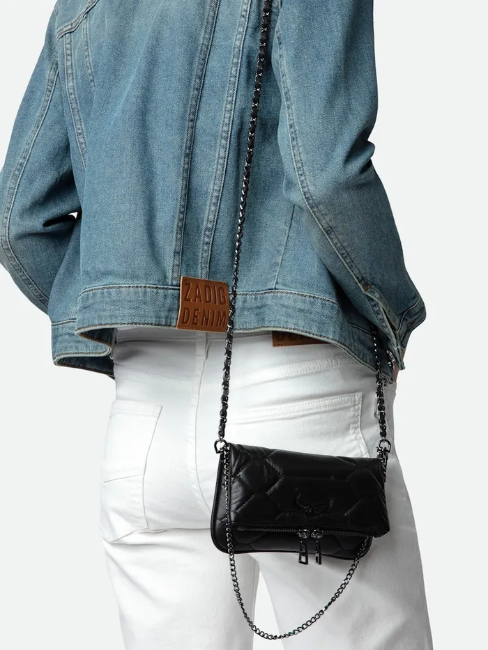 Women Zadig and Voltaire Clutches Rock Nano Quilted Leather Clutch Black