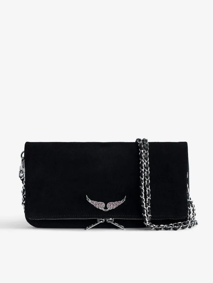 Women Zadig and Voltaire Clutches Rock Suede Clutch Black