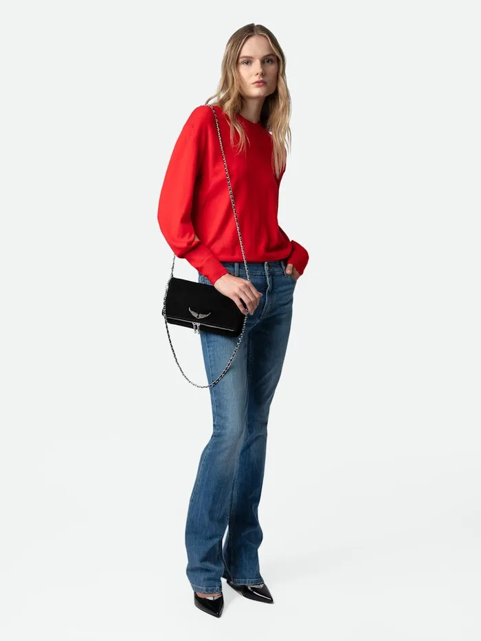 Women Zadig and Voltaire Clutches Rock Suede Clutch Black