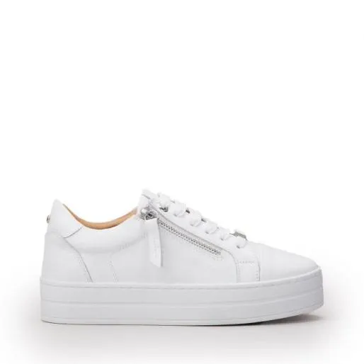 Abbiy White Leather Women Moda In Pelle White Trainers
