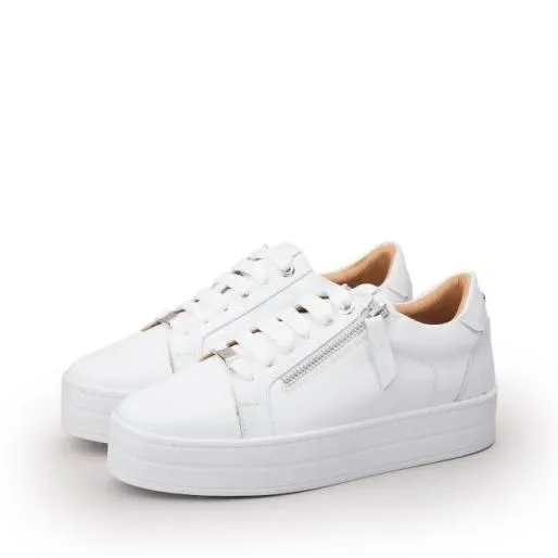 Abbiy White Leather Women Moda In Pelle White Trainers Abbiy White Leather Women Moda In Pelle White Trainers