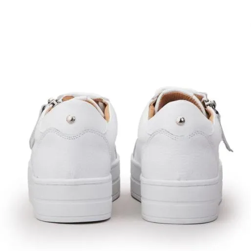 Abbiy White Leather Women Moda In Pelle White Trainers Abbiy White Leather Women Moda In Pelle White Trainers