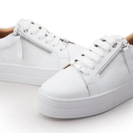 Abbiy White Leather Women Moda In Pelle White Trainers Abbiy White Leather Women Moda In Pelle White Trainers