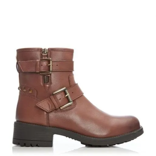 Abigaill Tan Leather Women Moda In Pelle Ankle Boots