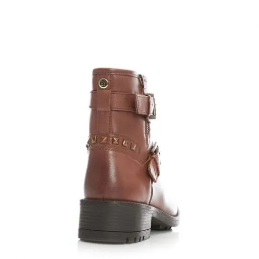 Abigaill Tan Leather Women Moda In Pelle Ankle Boots