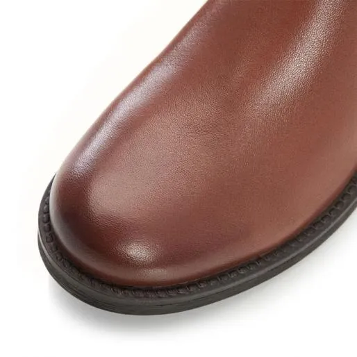 Abigaill Tan Leather Women Moda In Pelle Ankle Boots