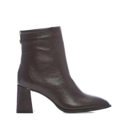 Adelane Brown Leather Women Moda In Pelle Ankle Boots