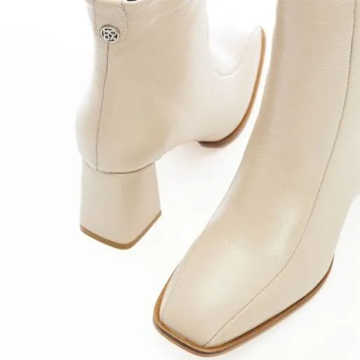 Adelane Off White Leather Women Moda In Pelle Ankle Boots Adelane Off White Leather Women Moda In Pelle Ankle Boots